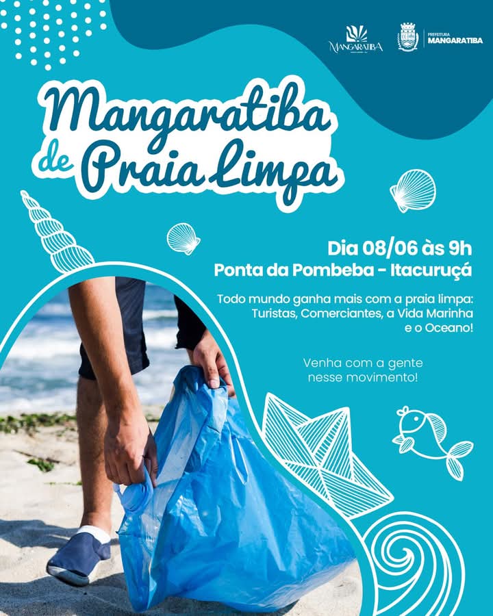 Mês do Meio Ambiente: Participe da ação ‘Mangaratiba de Praia Limpa’ na Ponta da Pombeba